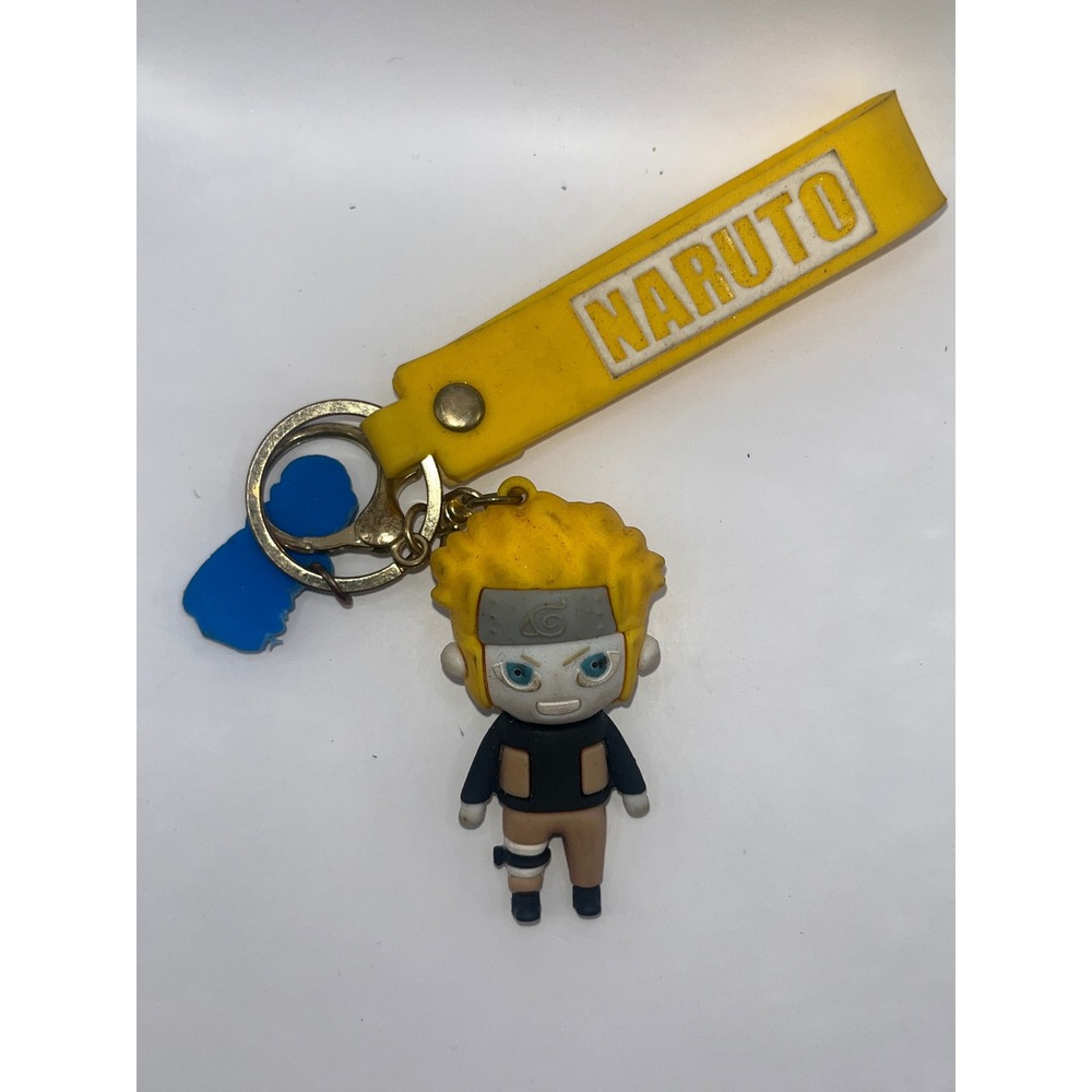 Naruto Shippuden Uzumaki Figure Keychain Yellow Wristlet Strap Anime Bag Charm